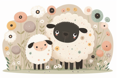 Scandinavian mom and baby sheep