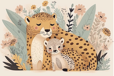 Scandinavian mom and baby cheetah