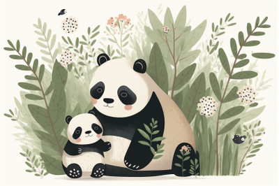 Scandinavian mom and baby panda