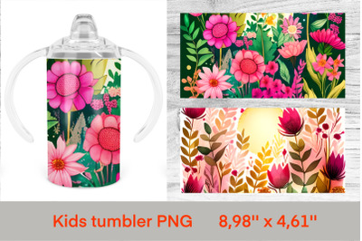 Sippy cup tumbler sublimation | Flower kids tumbler wrap