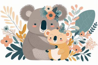 Scandinavian mom and baby koala