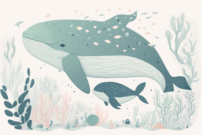 Scandinavian mom and baby whale
