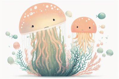 Scandinavian mom and baby jellyfish
