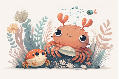 Scandinavian mom and baby crab
