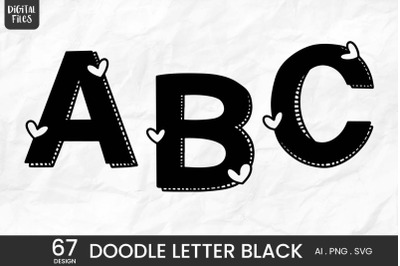 Doodle Letter Black | Sublimation Alphabets