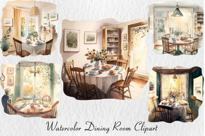 Watercolor dinning room clipart