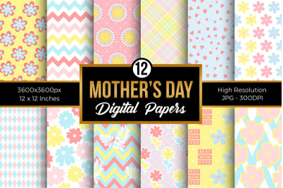 Mother&#039;s Day Spring Floral Pattern Digital Papers