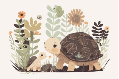 Scandinavian mom and baby tortoise