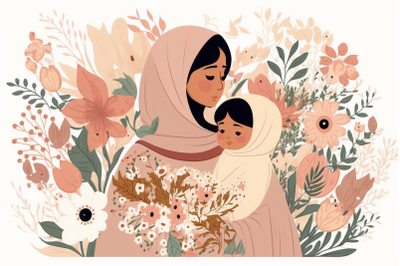 Arabian mom and child