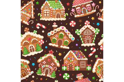 Christmas pattern. Decorative gingerbread sweet xmas delicious product