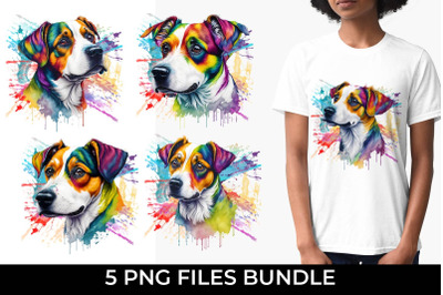 Rainbow Jack Russell Terrier Dog Watercolor Bundle