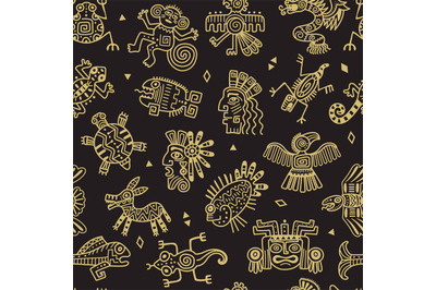 Aztec pattern. Tribal colored graphic symbols authentic mexican object