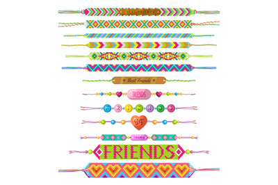 Ethnic bracelet. Handmade colored wristbands friendship connection sym