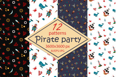 Pirate Party - digital paper/seamless patterns