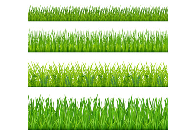 Grass seamless. Botanical gardening landscape with various green bushe