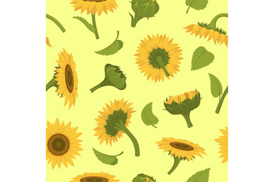 Sunflower pattern. Yellow flowers for textile design projects trendy f