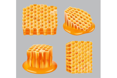 Honeycomb. Healthy wax portion yellow close up pieces of honey nutriti