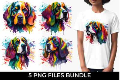 Rainbow Cocker Spaniel Dog Watercolor Bundle