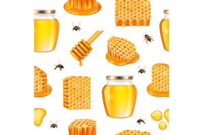 Apiary pattern. Honeycomb cells healthy ingredients decent vector seam