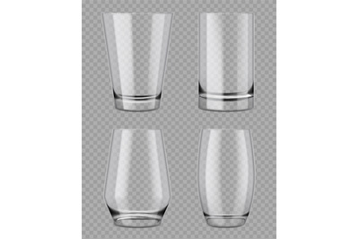 Transparent glass. Empty crystal cups for liquids products clear talln