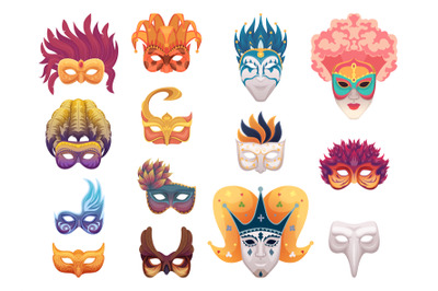 Carnival masks. Venetian fashioned items for faces festive night party