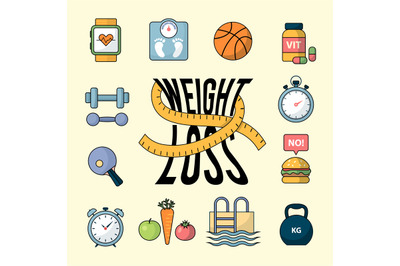 Lost weight. Sport infographic of healthy lifestyle measure systems lo