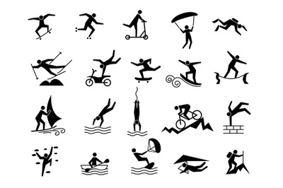 Extreme sport icon. Outdoor activity of fitness energy people jumping