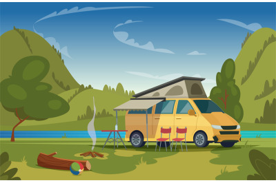 Camping background. Outdoor activity and relax time travel adventures