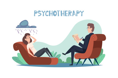 Psychology therapy. Mental problems person in depression and negative