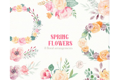 Spring Flowers Watercolor Set