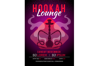 Hookah poster. Retro style oriental placard invitation for hookah smok