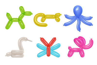 Balloon animals. Party festival rubber pets colored balloons for kids