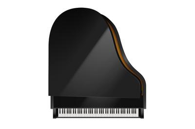 Realistic piano. Classical music instrument for orchestra with black a