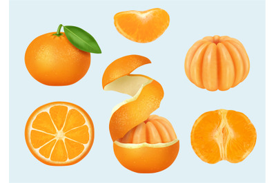 Sliced mandarin. Orange pieces healthy product peeled mandarin decent