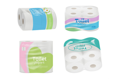 Toilet paper package design. Absorbent hygienic paper soft towels roll