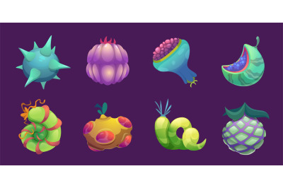 Fantasy fruits. Fairytale decorative comic plants magic fruits for gam