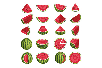 Watermelon. Healthy natural sliced fresh products in various pieces re