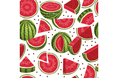 Watermelon pattern. Fresh sliced fruits illustrations for textile desi