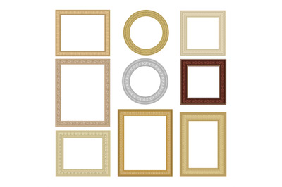 Baguette frames. Pictures and paintings square frames with ornamental