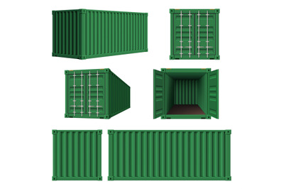 Steel containers. Realistic cargo cage shipping steel containers decen