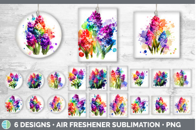 Rainbow Hyacinth Flowers Air Freshener | Sublimation Car Freshener Des