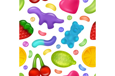 Jelly pattern. Gelatin products sweets for kids colored gummy fish and