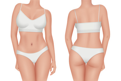 Female body. Front and back views of female nude body decent vector re