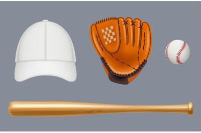 Baseball equipment. Sport uniform and tools for baseball players t shi