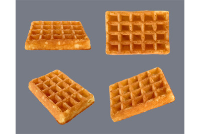 Viennese waffles. Delicious baking food square forms crispy scattered