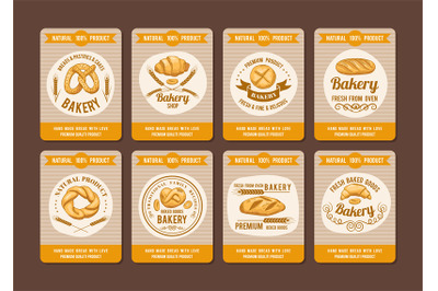 Bakery cards. baking tasty products banners for pastry culinary servic