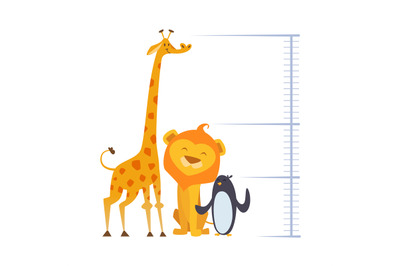 Growth check. animals of different heights for kids measures