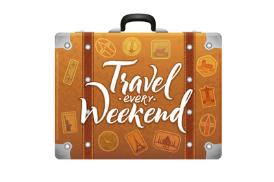 Travel suitcase. concept background travel weekend adventure. Vector l