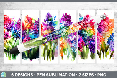 Rainbow Hyacinth Flowers Pen Wrap | Sublimation Epoxy Pen Designs Bund