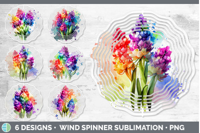 Rainbow Hyacinth Flowers Wind Spinner | Sublimation Spinner Designs Bu